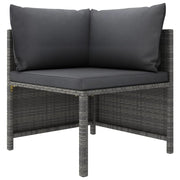 7 Piece Patio Lounge Set with Cushions Poly Rattan Gray