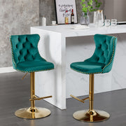 Golden Swivel Velvet Barstools