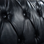 Black PU Rolled Arm Chesterfield Three Seater Sofa