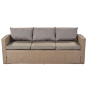 4-Piece Conversation Sofa Set with Beige Cushions