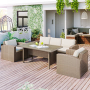 4-Piece Conversation Sofa Set with Beige Cushions