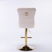 Set of 2 Thick Golden Swivel Velvet Barstools