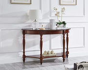 Half Moon Glass Top Oka Wood Console Table
